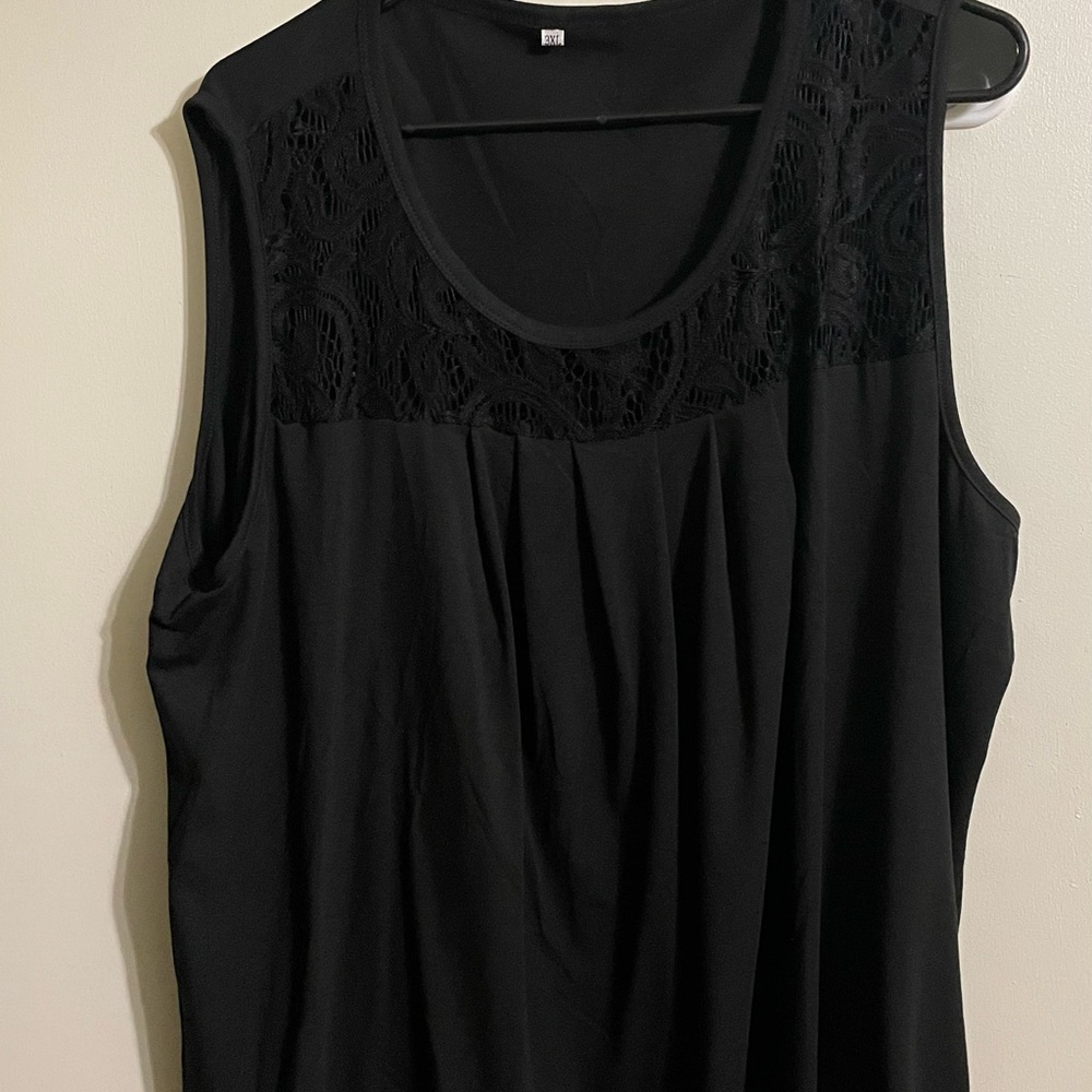 Black Sleeveless Top with Lace Detail